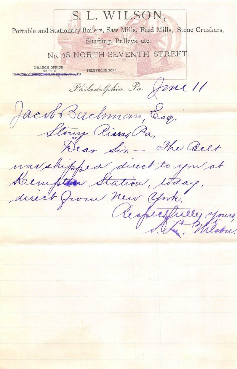 S. L. WILSON BOILERS INDUSTRIAL MACHINERY ANTIQUE GRAPHIC ADVERTISING LETTERHEAD - K-townConsignments