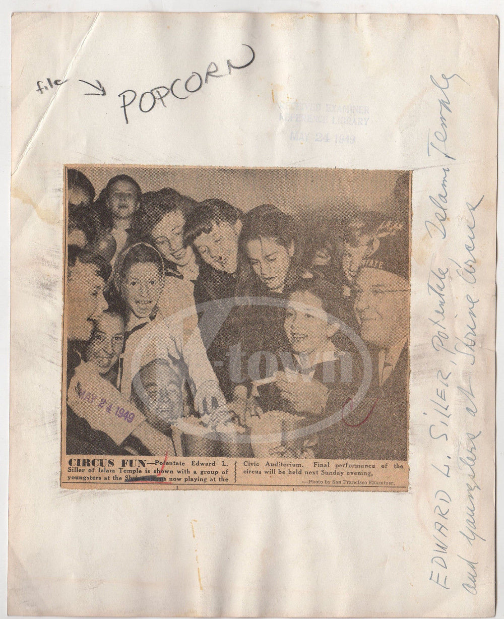 ISLAM TEMPLE SHRINERS CIRCUS KIDS EATING POPCORN VINTAGE NEWS PRESS PHOTOGRAPH - K-townConsignments