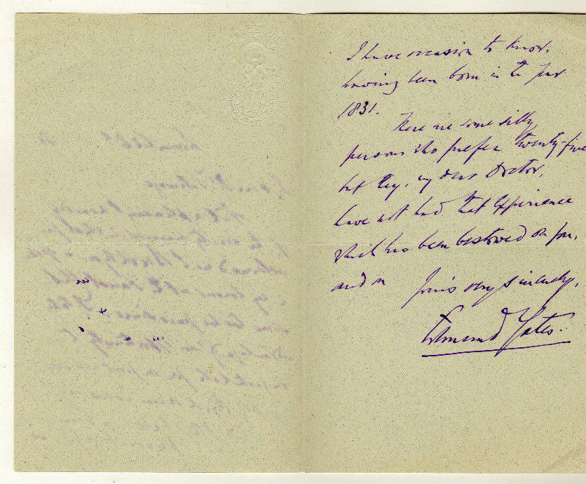 EDMUND YATES BRITISH NOVELIST ANTIQUE AUTOGRAPH SIGNED LONDON LETTERHEAD 1884 - K-townConsignments
