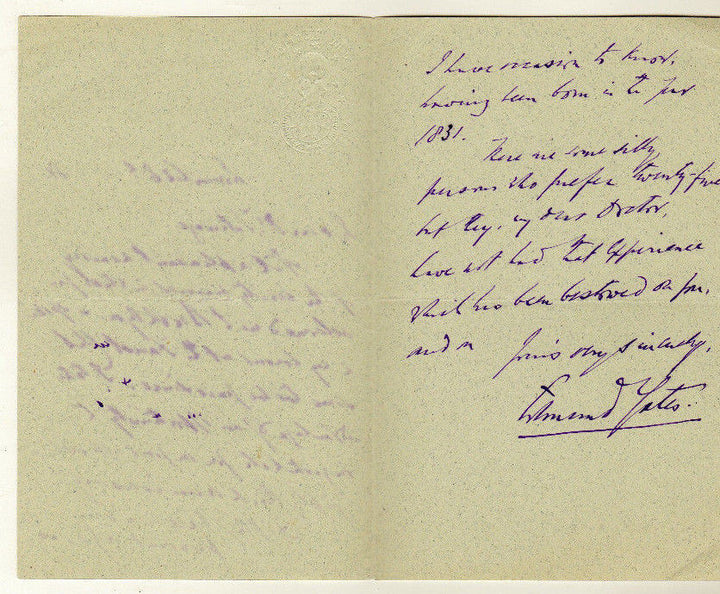 EDMUND YATES BRITISH NOVELIST ANTIQUE AUTOGRAPH SIGNED LONDON LETTERHEAD 1884 - K-townConsignments