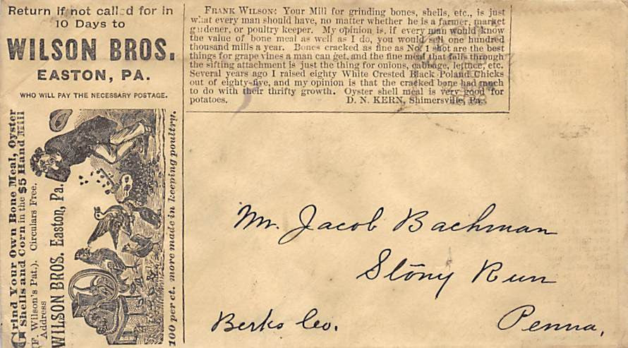 WILSON BROS EASTON PENNSYLVANIA ANTIQUE GRAPHIC ADVERTISING FARM TOOLS MAILER - K-townConsignments