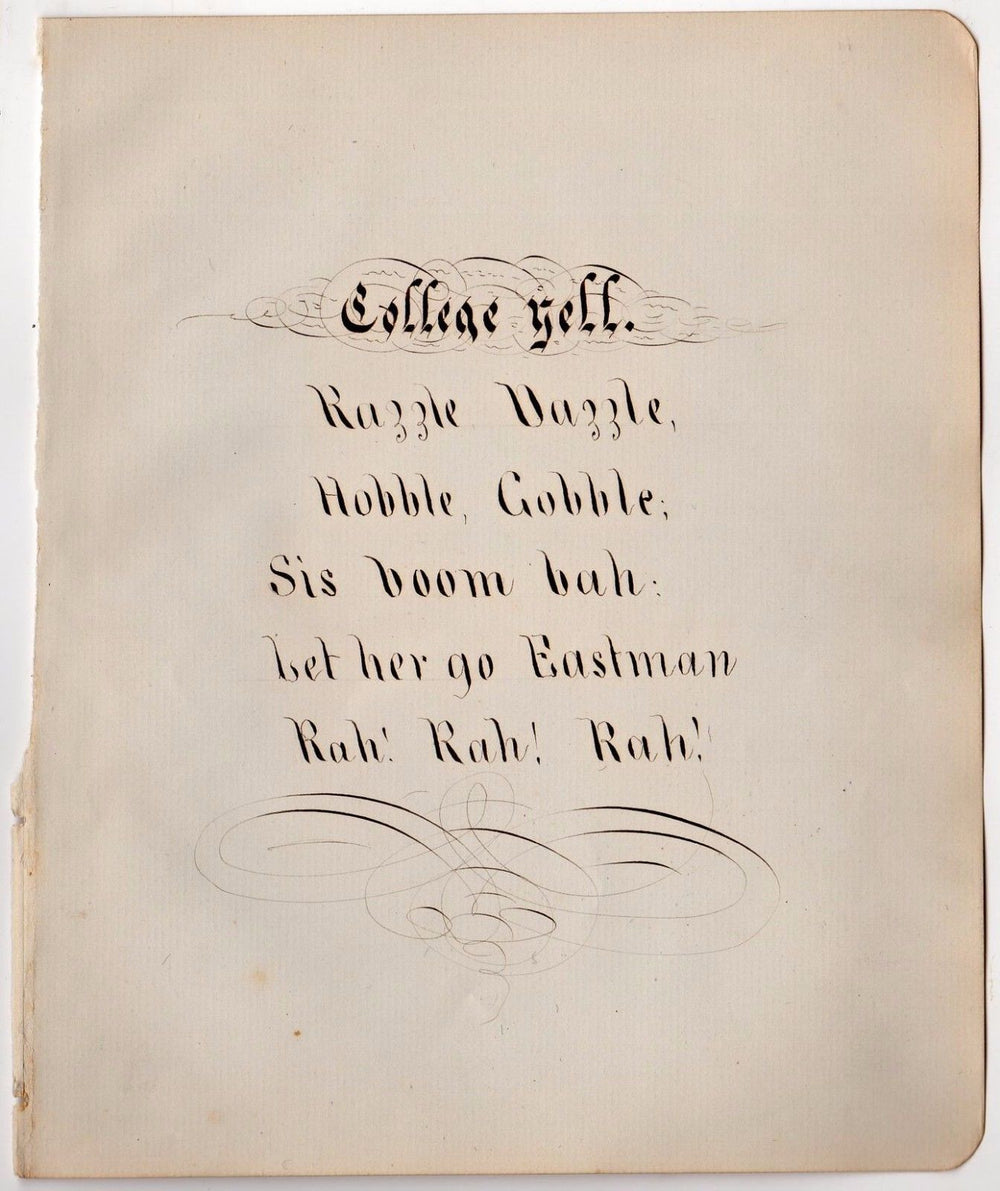 COLLEGE YELL CHEERLEADING POEM ANTIQUE PENMANSHIP FOLK ART CALLIGRAPHY 1891 - K-townConsignments