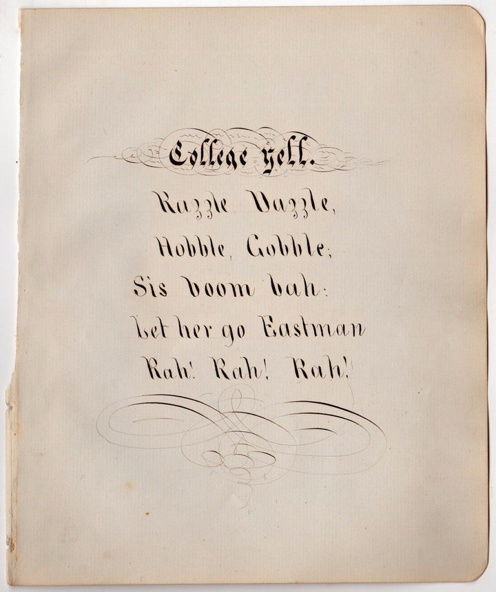 COLLEGE YELL CHEERLEADING POEM ANTIQUE PENMANSHIP FOLK ART CALLIGRAPHY 1891 - K-townConsignments