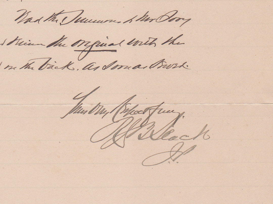 JUSTICE OF PEACE RJB SLACK MOUNT HOLLY NJ ANTIQUE AUTOGRAPH SIGNED LETTER 1916 - K-townConsignments