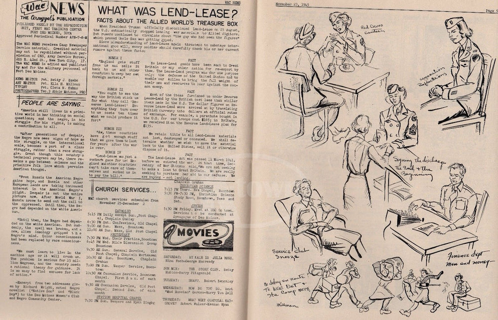 WAC NEWS MILITARY WOMEN #46 VINTAGE WWII GRAPHIC ILLUSTRATED ARMY GALS NEWS MAG - K-townConsignments