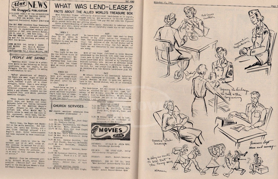 WAC NEWS MILITARY WOMEN #46 VINTAGE WWII GRAPHIC ILLUSTRATED ARMY GALS NEWS MAG - K-townConsignments