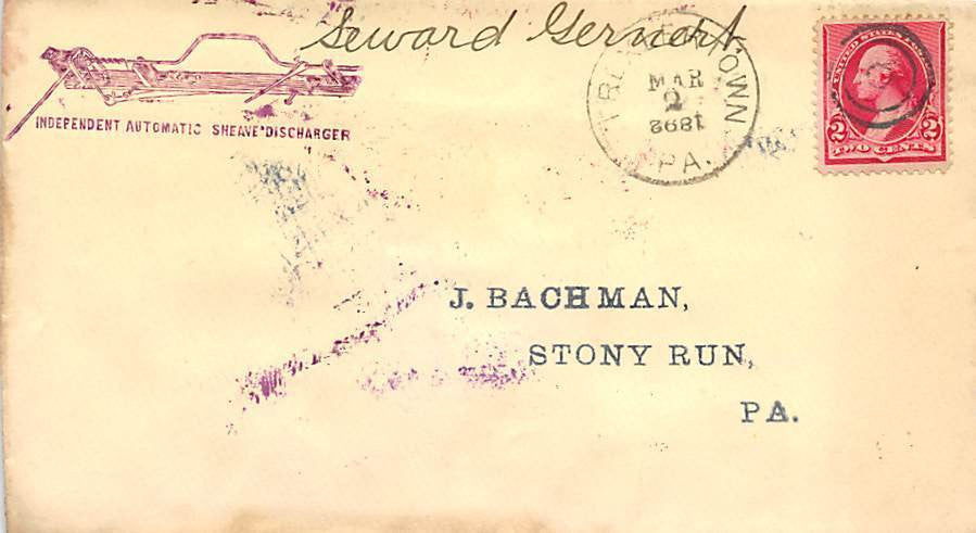 SEWARD GERNERT STONY RUN PENNSYLVANIA ANTIQUE AUTOGRAPH SIGNED LETTER & ENVELOPE - K-townConsignments