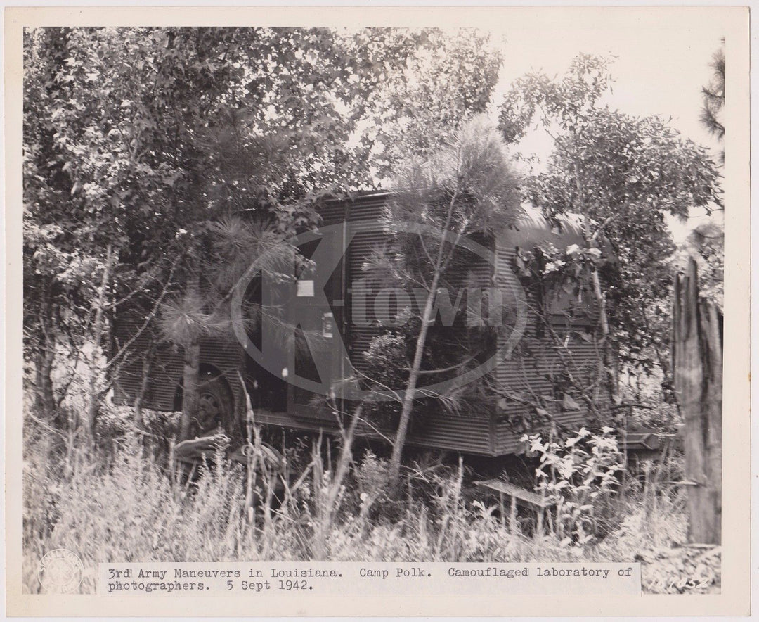 3RD ARMY MANEUVERS CAMP POLK LOUISIANA CAMOUFLAGE VINTAGE MILITARY FILE PHOTO - K-townConsignments