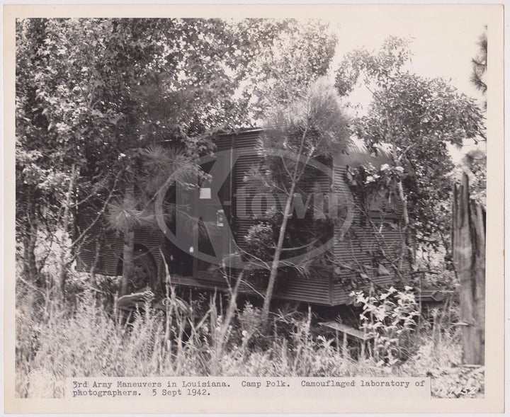 3RD ARMY MANEUVERS CAMP POLK LOUISIANA CAMOUFLAGE VINTAGE MILITARY FILE PHOTO - K-townConsignments