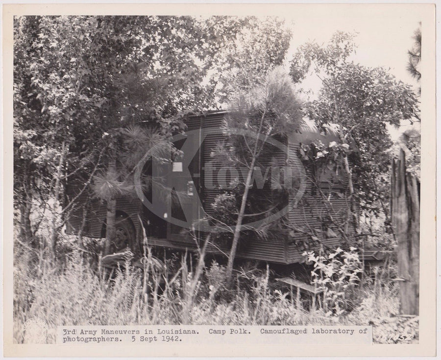 3RD ARMY MANEUVERS CAMP POLK LOUISIANA CAMOUFLAGE VINTAGE MILITARY FILE PHOTO - K-townConsignments