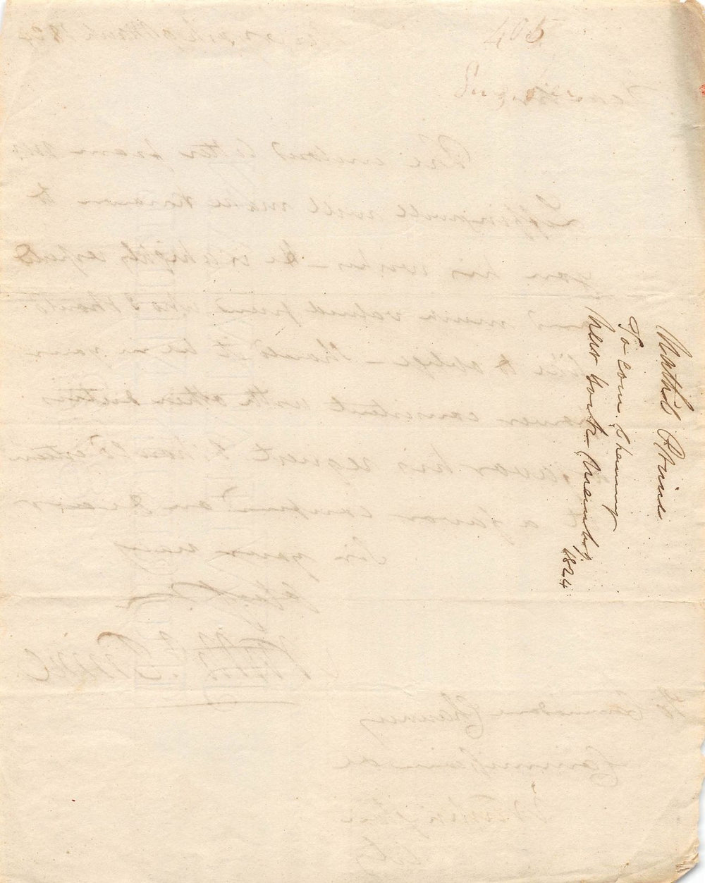 NATHANIEL PRINCE SIGNED LETTER TO WAR OF 1812 COMMODORE ISAAC CHAUNCEY 1824 - K-townConsignments