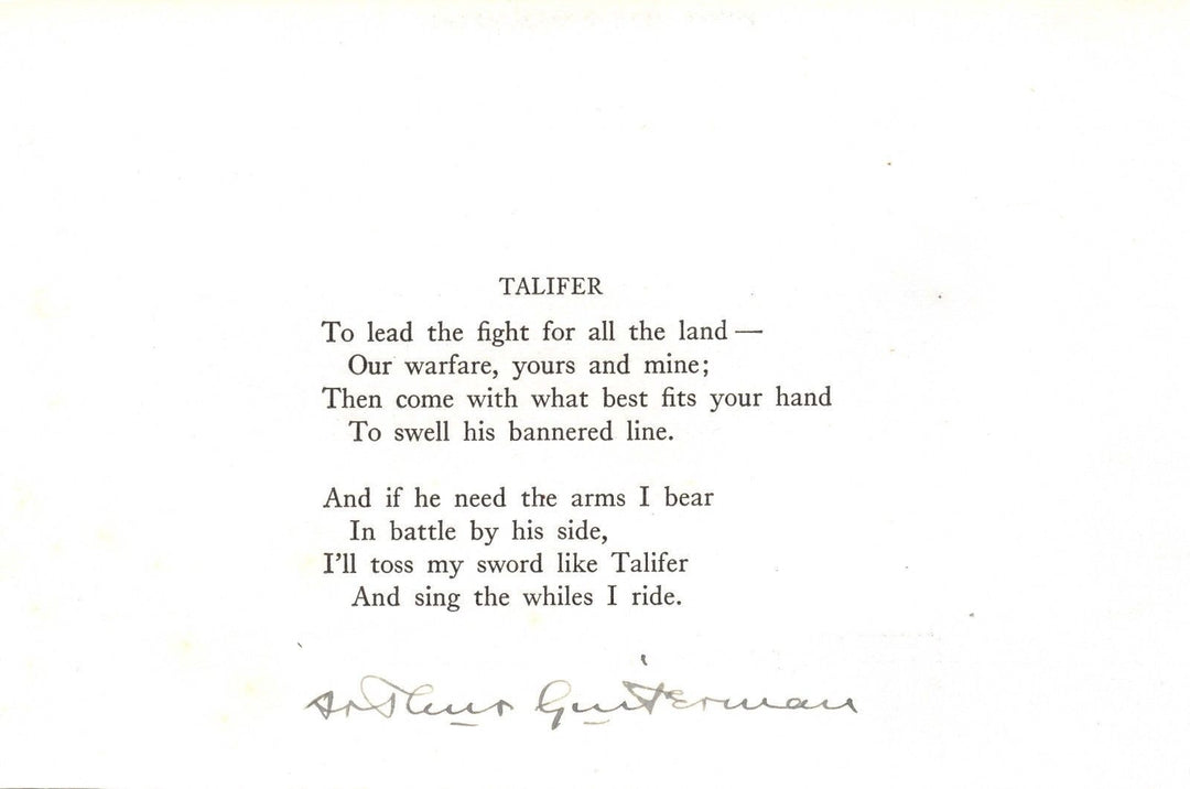 ARTHUR GUITERMAN WRITER POET HUMORIST AUTHOR ORIGINAL AUTOGRAPH SIGNATURE - K-townConsignments