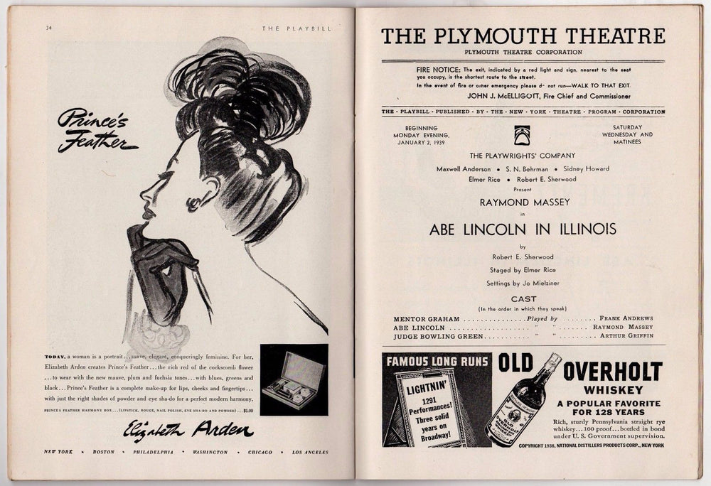 NORMAN ROCKWELL ABE LINCOLN IN ILLINOIS PLAY VINTAGE THEATRE PLAYBILL 1939 - K-townConsignments