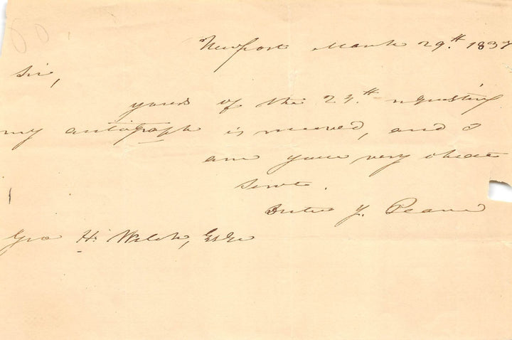 DUTEE PEARCE RHODE ISLAND CONGRESS POLITICIAN AUTOGRAPH SIGNED LETTER 1837 - K-townConsignments