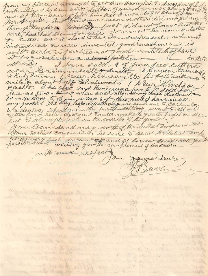 W. R. HARRISON CANTON OHIO TORNADO FEED CUTTERS ANTIQUE ADVERTISING LETTERHEAD - K-townConsignments