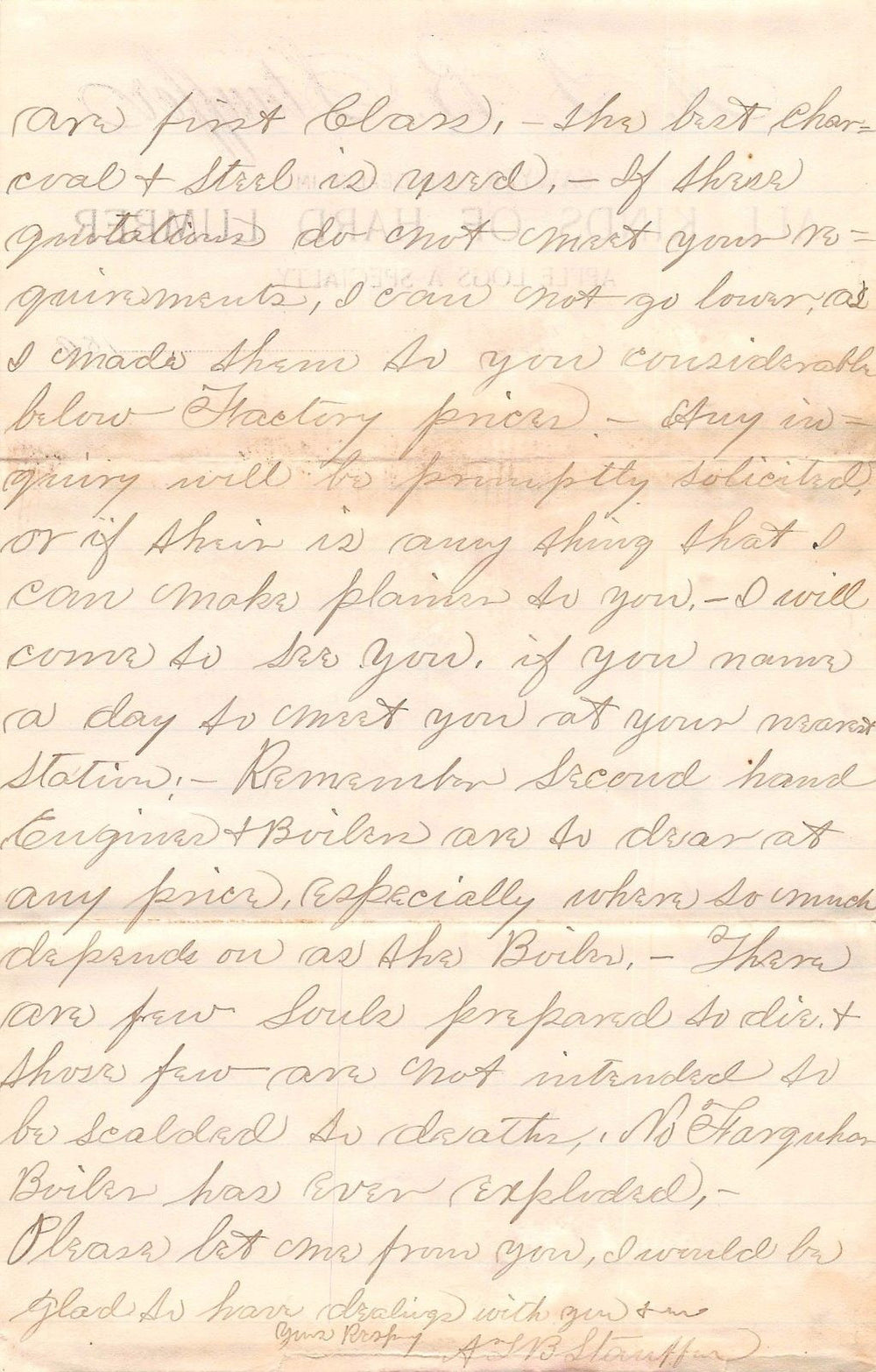 STAUFFER LUMBER YARD BECHTELSVILLE PA ANTIQUE AUTOGRAPH SIGNED LETTERHEAD 1893 - K-townConsignments