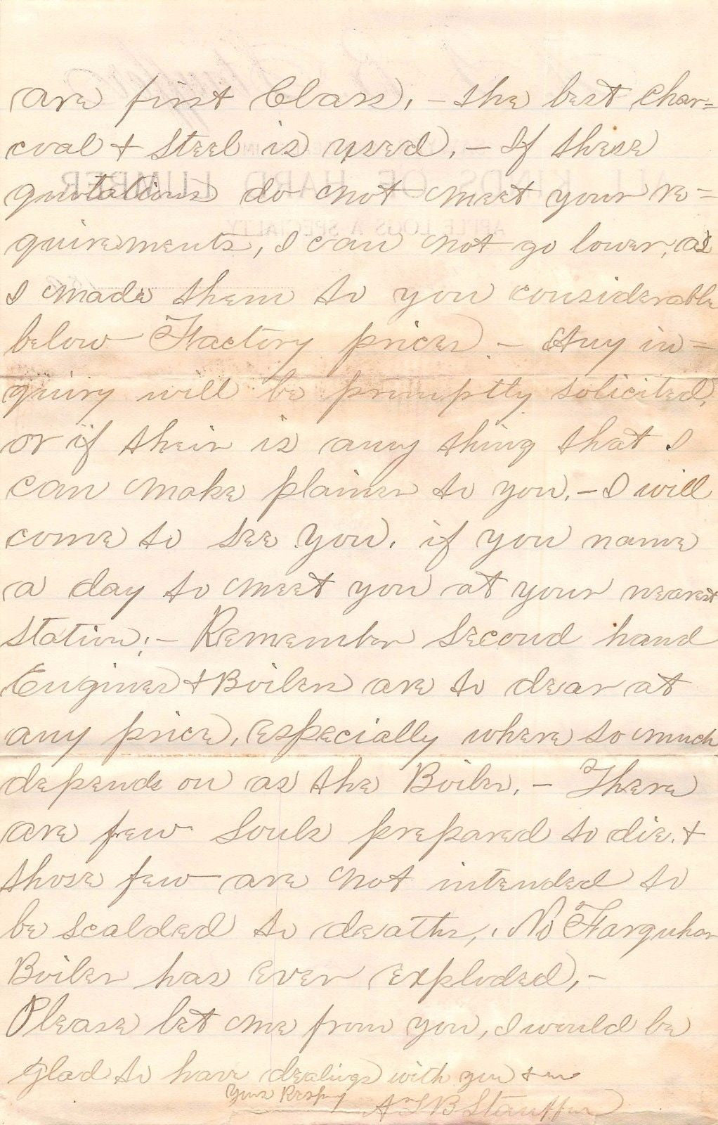 STAUFFER LUMBER YARD BECHTELSVILLE PA ANTIQUE AUTOGRAPH SIGNED LETTERHEAD 1893 - K-townConsignments