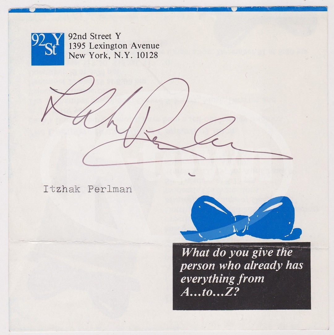ITZHAK PERLMAN ISRAELI AMERICAN VIOLIN MUSICIAN VINTAGE AUTOGRAPH SIGNATURE - K-townConsignments