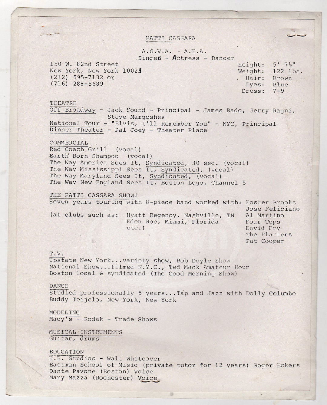 PATTI CASSARA ELVIS I'LL REMEMBER YOU ACTRESS VINTAGE HEADSHOT PROMO PHOTO - K-townConsignments