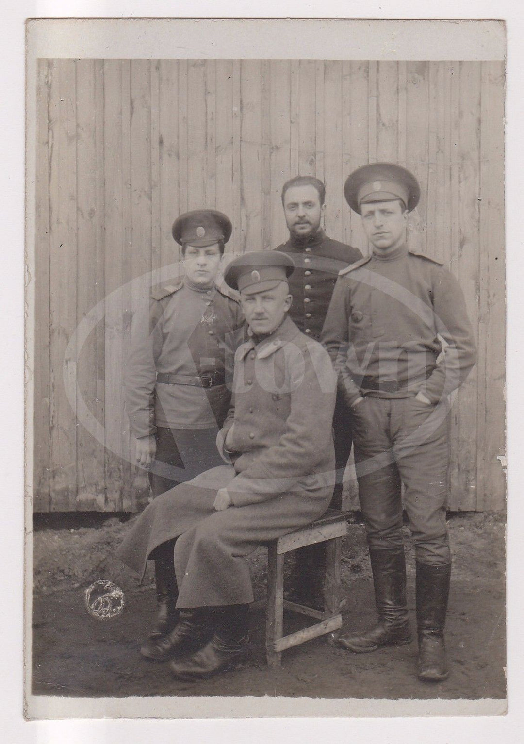 WWI GERMAN MILITARY MEN IN UNIFORM ANTIQUE SNAPSHOT PHOTO W/ 10 ZERHST STAMP - K-townConsignments