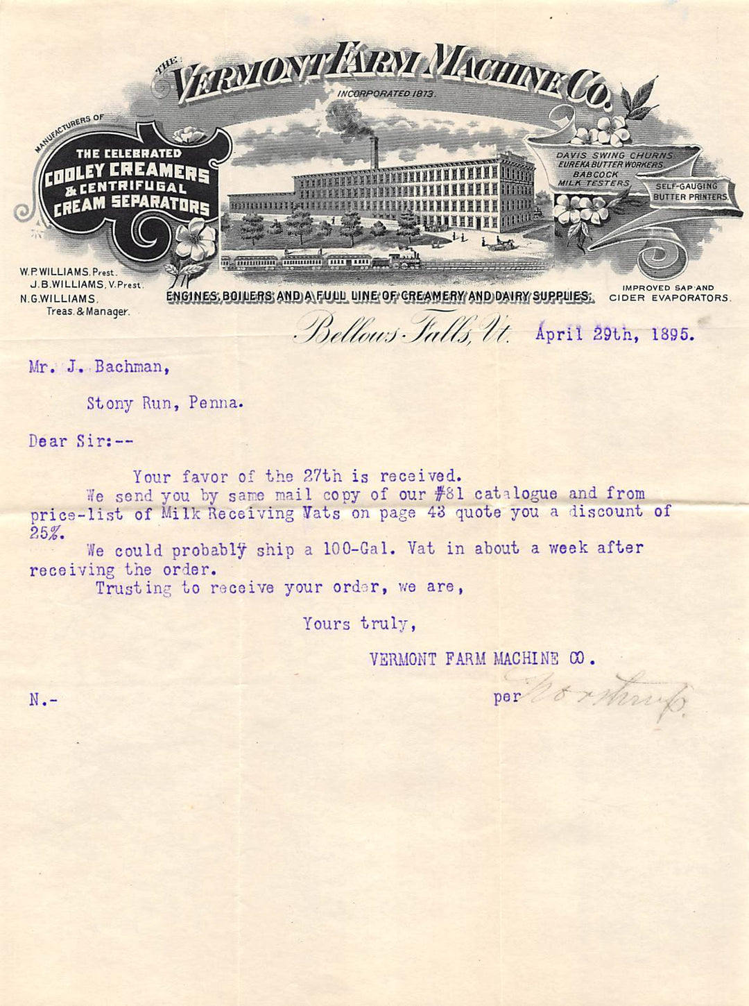 VERMONT FARM MACHINE BELLOWS FALLS VT FARM EQUIPMENT ANTIQUE GRAPHIC ADVERTISING - K-townConsignments