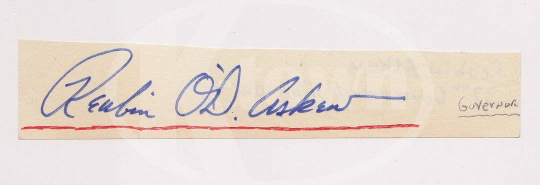 REUBIN ASKEW FLORIDA GOVERNOR CIVIL RIGHTS ADVOCATE ORIGINAL AUTOGRAPH SIGNATURE - K-townConsignments