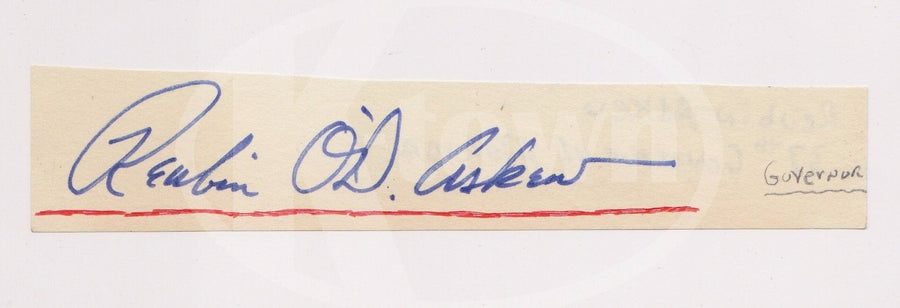 REUBIN ASKEW FLORIDA GOVERNOR CIVIL RIGHTS ADVOCATE ORIGINAL AUTOGRAPH SIGNATURE - K-townConsignments