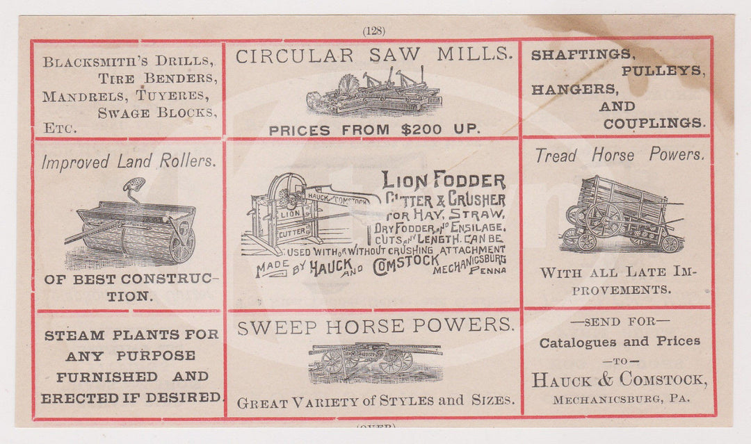 HAUCK & COMSTOCK FEED CUTTER & WINE PRESS ANTIQUE FARM TOOL ADVERTISING FLYER - K-townConsignments