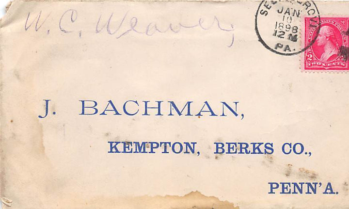 W. C. WEAVER KEMPTON PENNSYLVANIA FARMING ANTIQUE AUTOGRAPH SIGNED LETTER 1898 - K-townConsignments