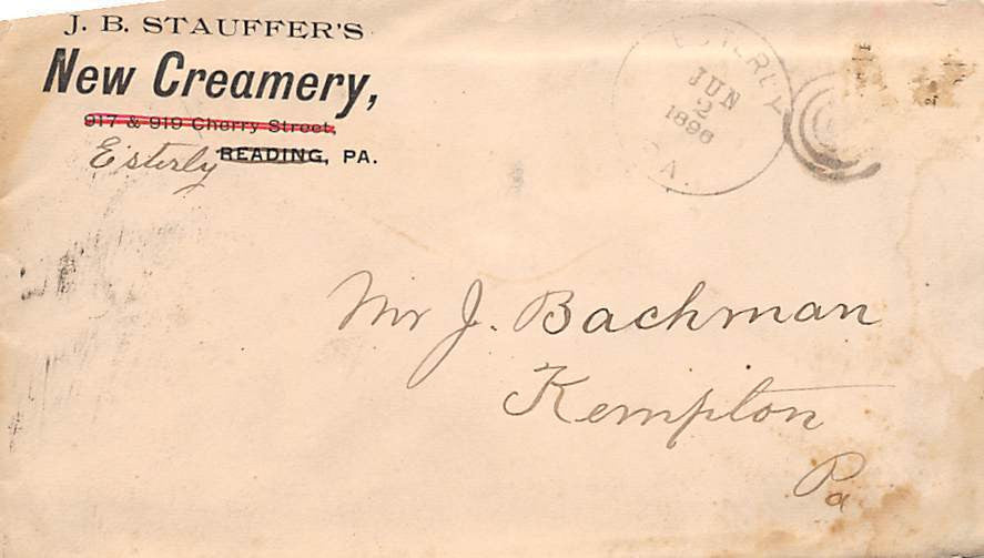 STAUFFER'S NEW CREAMERY ESTERLY READING PENNSYLVANIA ANTIQUE SIGNED ADVERTISING - K-townConsignments