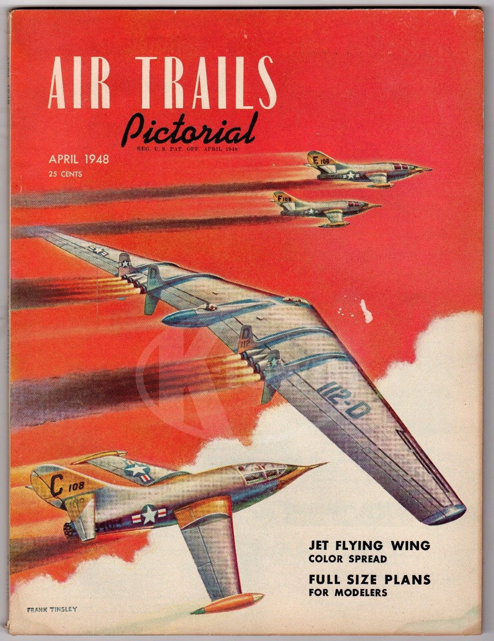 AIR TRAILS ANTIQUE GRAPHIC AVIATION MAGAZINE 112D FLYING WING PLANE POSTER 1948 - K-townConsignments