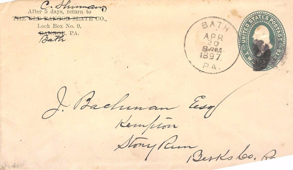 OLD BANGOR SLATE COMPANY CHARLES SHUMAN ANTIQUE AUTOGRAPH SIGNED LETTER 1897 - K-townConsignments