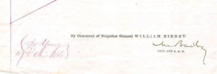 WILLIAM BIRNEY CIVIL WAR GENERAL ANTIQUE HANDWRITTEN FLORIDA MILITARY DOCUMENT - K-townConsignments