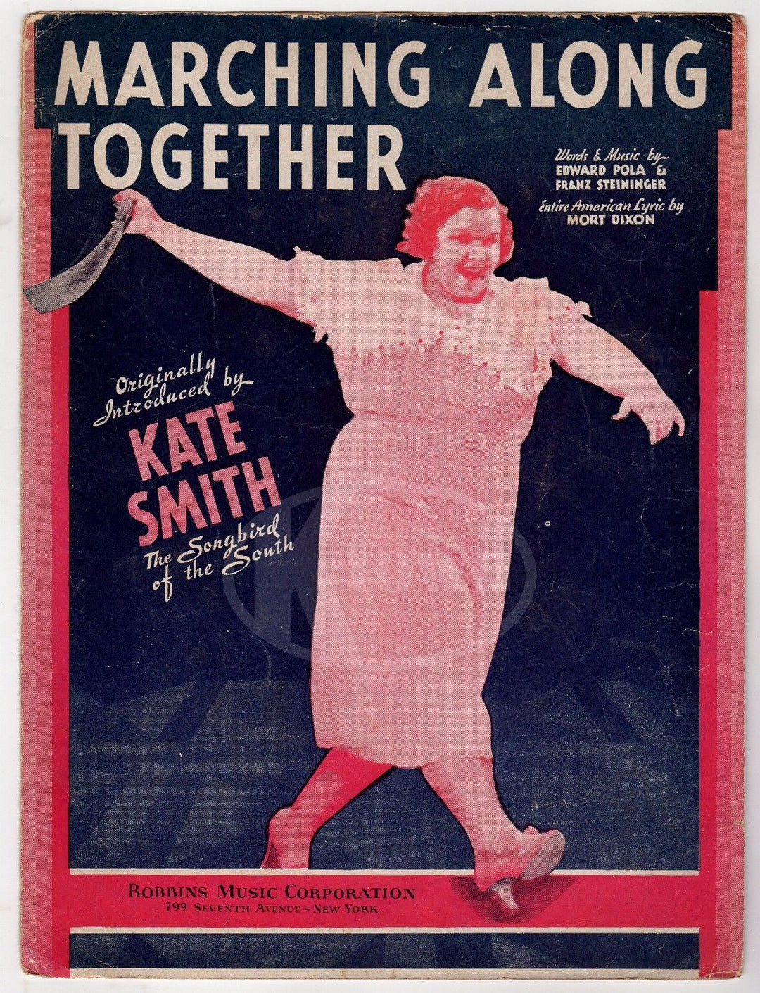 KATE SMITH MARCHING ALONG TOGETHER SONG & LYRICS VINTAGE ART DECO SHEET MUSIC - K-townConsignments