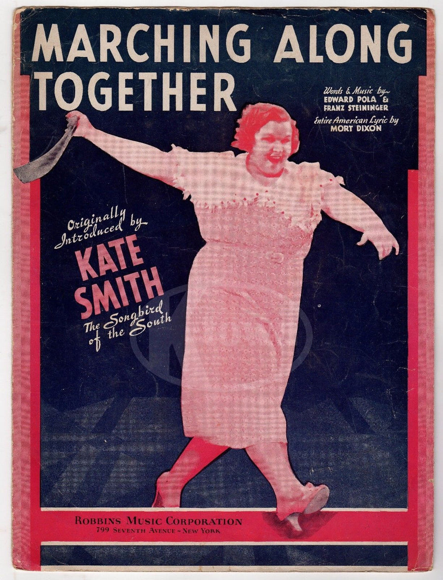 KATE SMITH MARCHING ALONG TOGETHER SONG & LYRICS VINTAGE ART DECO SHEET MUSIC - K-townConsignments