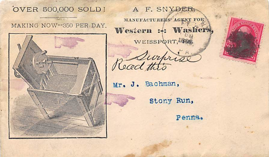 SNYDER WASHING MACHINES SEWING MACHINES ANTIQUE GRAPHIC ADVERTISING LETTER MAIL - K-townConsignments