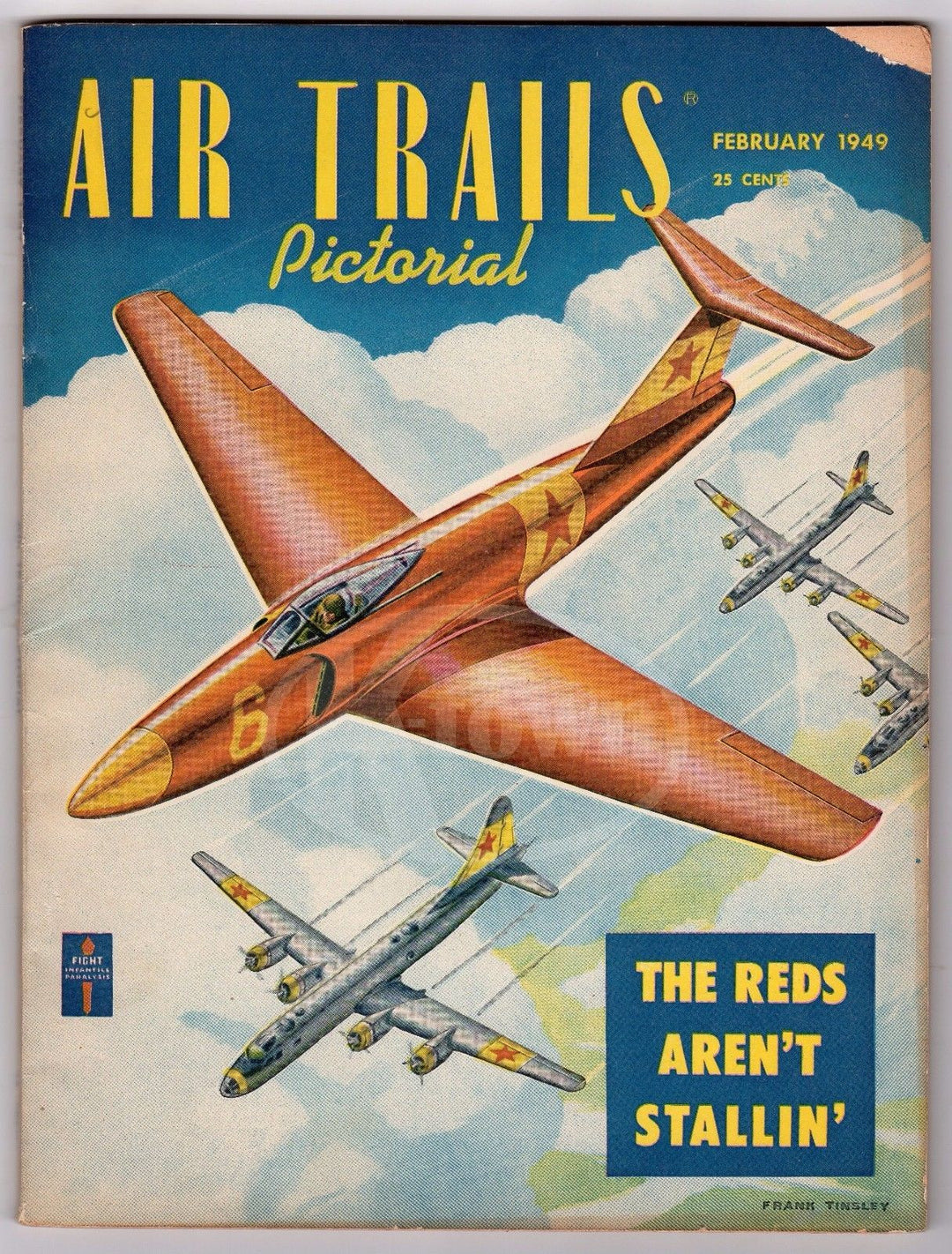AIR TRAILS ANTIQUE GRAPHIC AVIATION MAGAZINE JAGUAR FIGHTER AIRPLANE POSTER 1949 - K-townConsignments