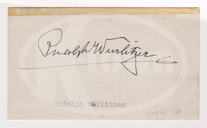 RUDOPLH WURLITZER MUSICAL INSTRUMENTS FOUNDER ANTIQUE AUTOGRAPH SIGNATURE CARD - K-townConsignments