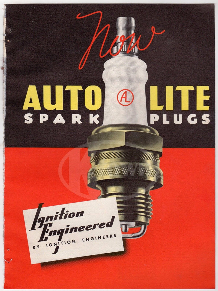 AUTO LITE SPARK PLUGS IGNITION ENGINEERS VINTAGE GRAPHIC ADVERTISING CENTERFOLD - K-townConsignments