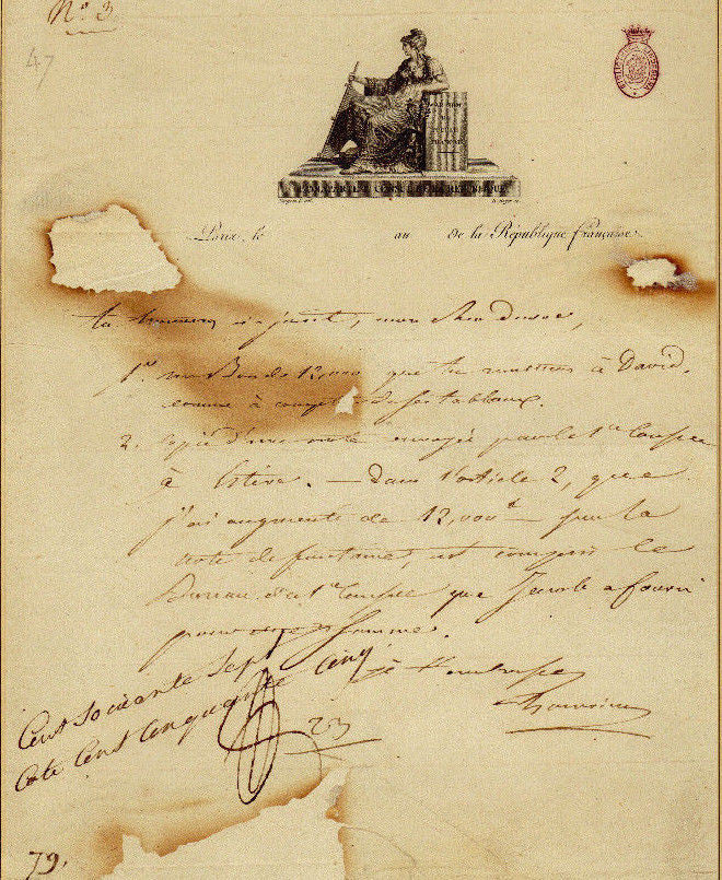 LOUIS ANTOINE FAUVELET de BOURRIENNE FRENCH DIPLOMAT AUTOGRAPH SIGNED DOCUMENT - K-townConsignments