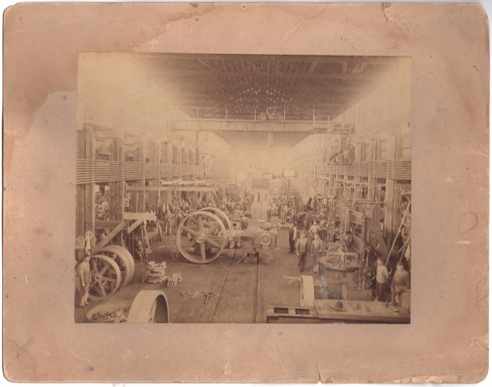 EARLY AMERICAN INDUSTRY MILL FACTORY MACHINERY FACTORY WORKERS ANTIQUE PHOTO - K-townConsignments