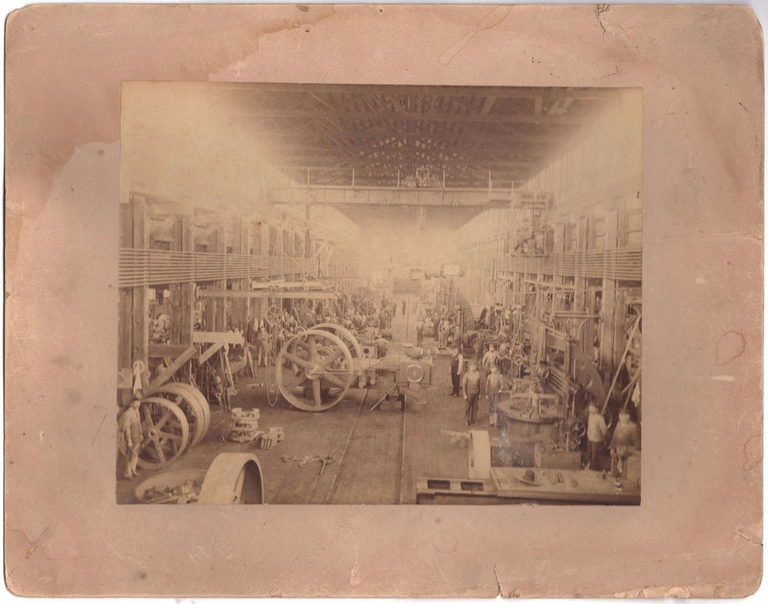 EARLY AMERICAN INDUSTRY MILL FACTORY MACHINERY FACTORY WORKERS ANTIQUE PHOTO - K-townConsignments