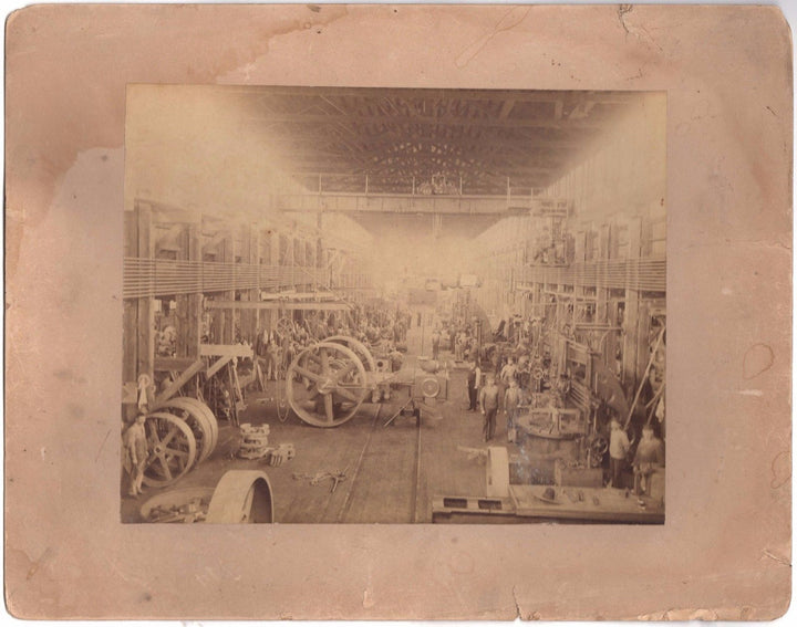 EARLY AMERICAN INDUSTRY MILL FACTORY MACHINERY FACTORY WORKERS ANTIQUE PHOTO - K-townConsignments