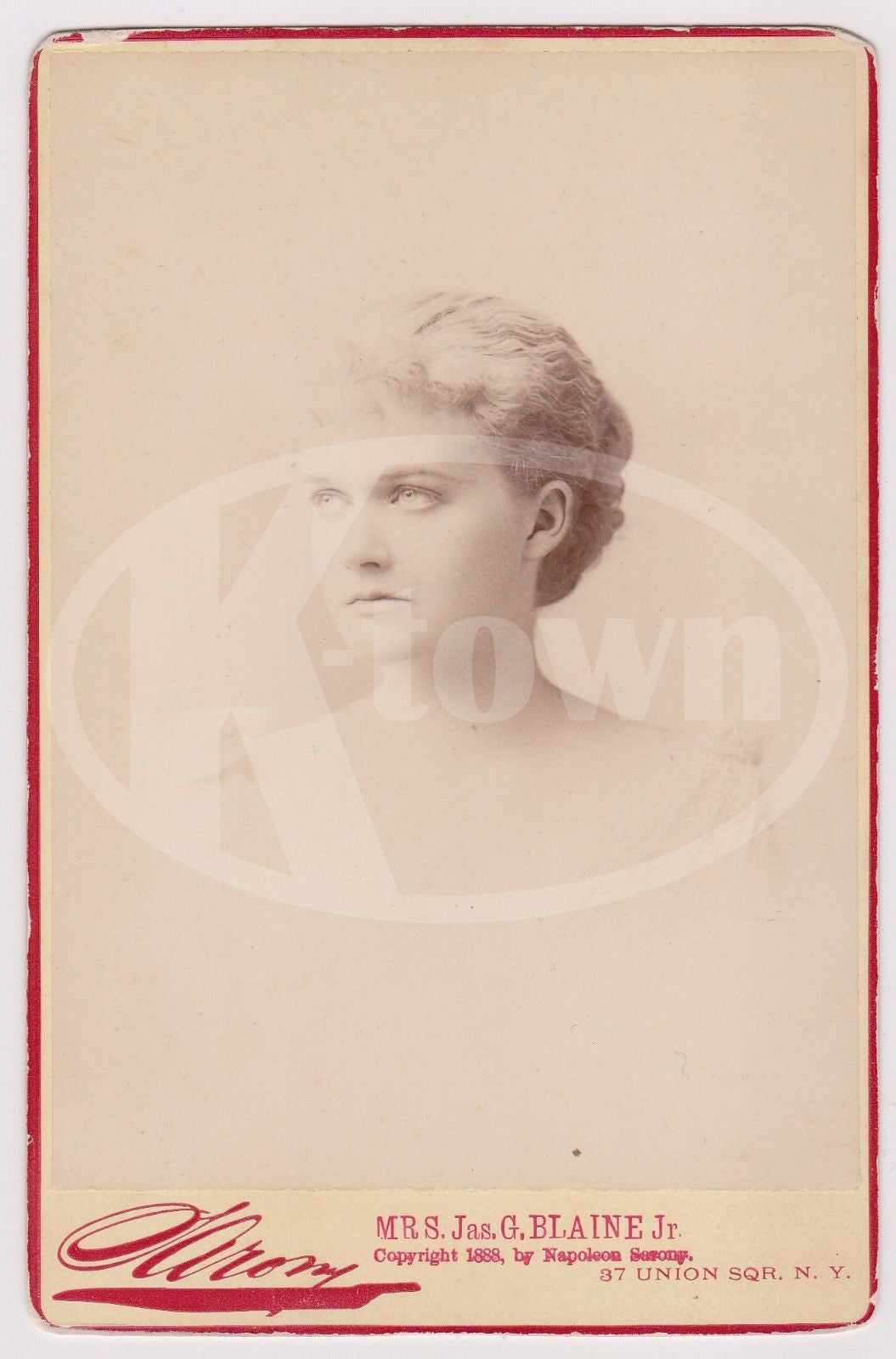JAMES G. BLAINE CONGRESSMAN AUTOGRAPH SIGNATURE & CABINET CARD PHOTO OF HIS WIFE - K-townConsignments