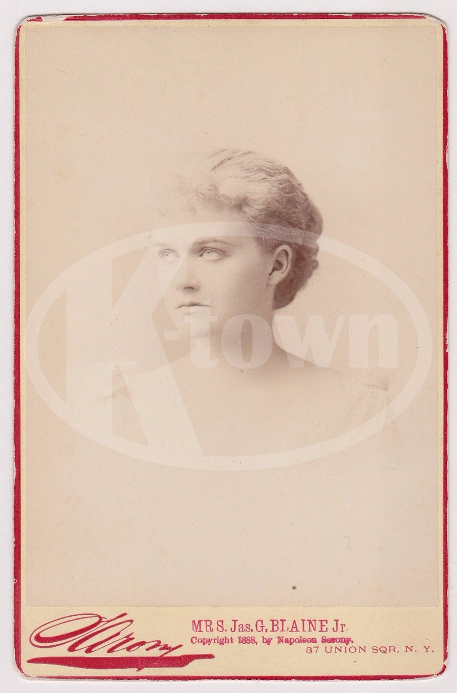 JAMES G. BLAINE CONGRESSMAN AUTOGRAPH SIGNATURE & CABINET CARD PHOTO OF HIS WIFE - K-townConsignments