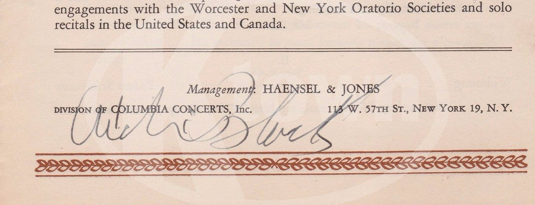 ARTHUR KENT OPERA SINGER & ARCHIE BLACK VINTAGE AUTOGRAPH SIGNED CONCERT BILL - K-townConsignments