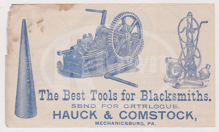 HAUCK & COMSTOCK FARM MACHINERY BLACKSMITHING ANTIQUE GRAPHIC ADVERTISING FLYER - K-townConsignments