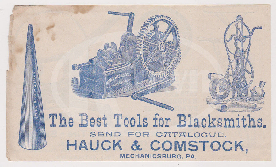 HAUCK & COMSTOCK FARM MACHINERY BLACKSMITHING ANTIQUE GRAPHIC ADVERTISING FLYER - K-townConsignments