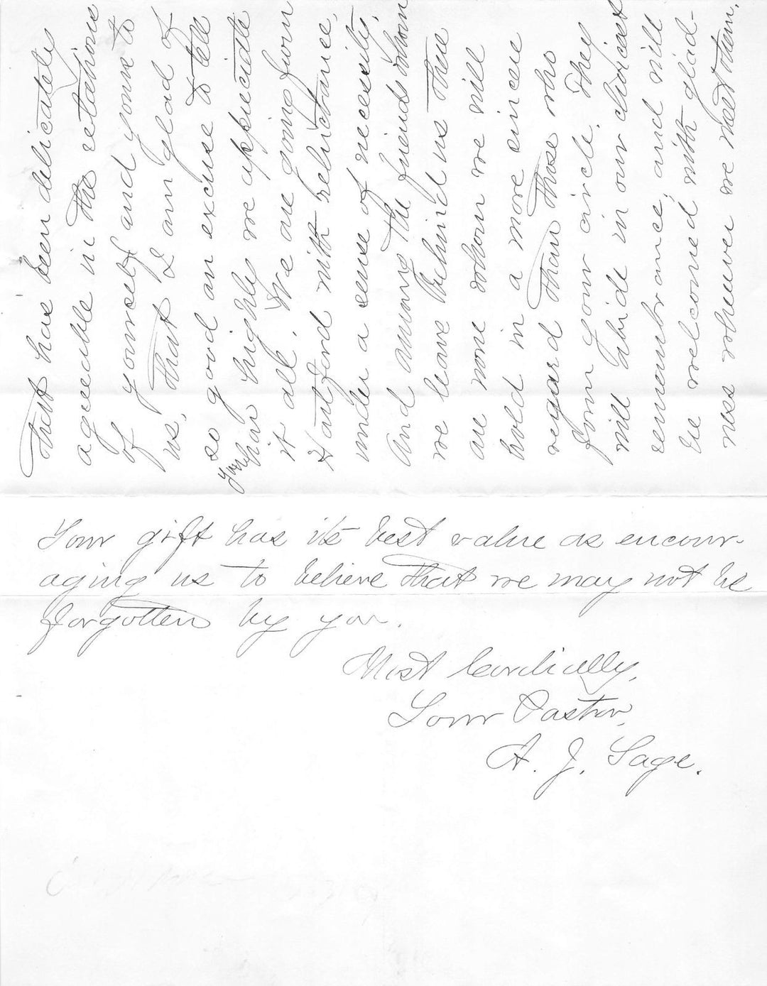 A. J. SAGE BAPTIST SEMINARY HISTORIAN CINCINATTI OH AUTOGRAPH SIGNED LETTER 1884 - K-townConsignments
