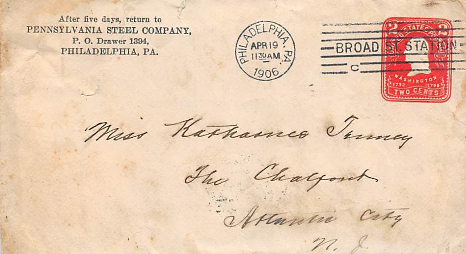 PENNSYLVANIA STEEL COMPANY PHILADELPHIA PA ANTIQUE SIGNED ADVERTISING LETTER - K-townConsignments